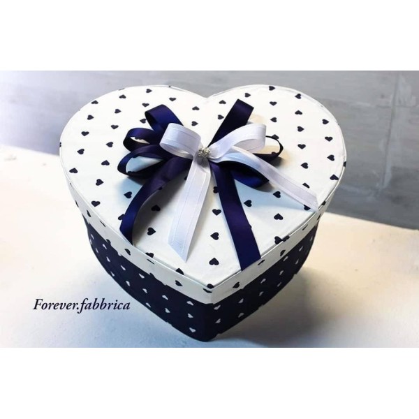 Scatola Cuore per Idea Regalo Colazione - Tessuto a Tema Cuoricini - Forever - 100% Made in Italy