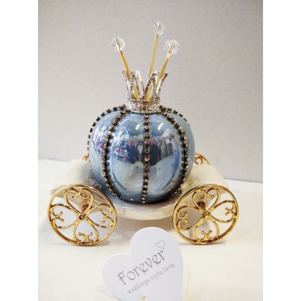 Forever Carrozza In Porcellana Capodimonte Blu Con Strass