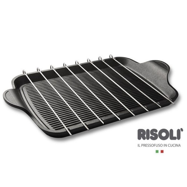 Grill Brochetto GRAN GOURMET - Antiaderente HARD STONE - 46x25 cm - 100% Made in Italy