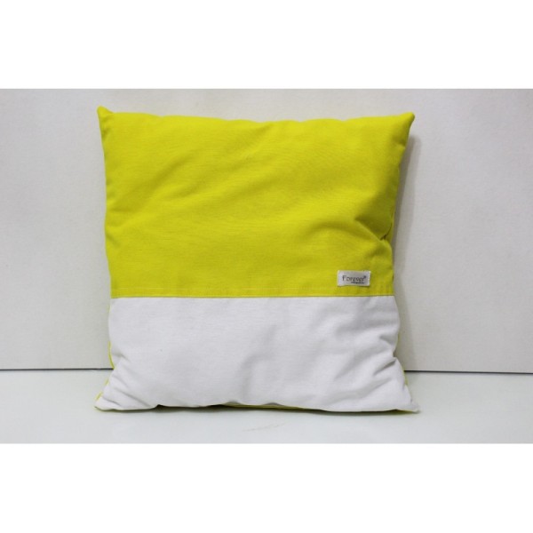 Cuscino Grande Artigianale in Cotone Giallo/Bianco - Forever - 100% Made in Italy