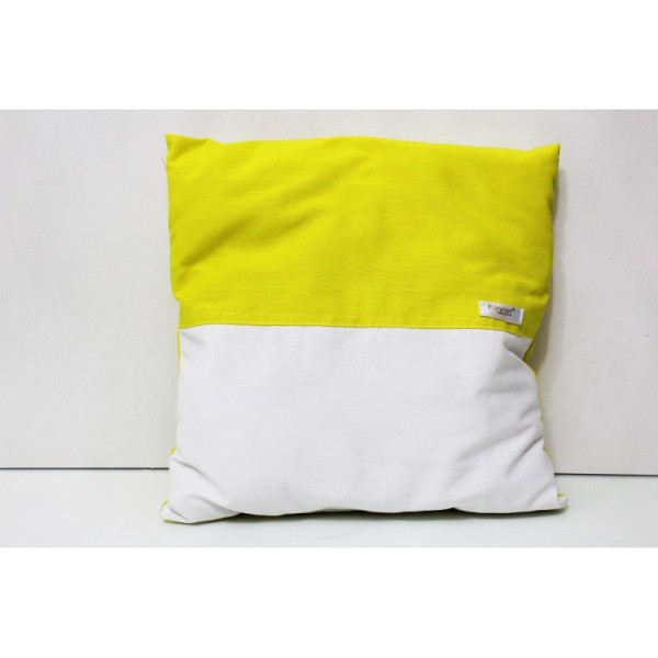 Cuscino Artigianale in Cotone Giallo/Bianco - Forever - 100% Made in Italy