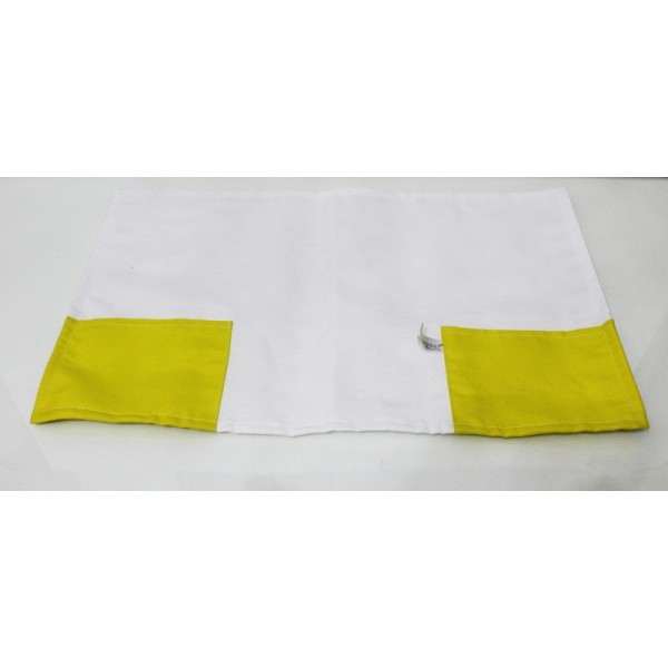 Tovaglietta Americana Artigianale in Cotone Giallo/Bianco con Tasca Portaposate - Forever - 100% Made in Italy