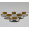 Servizio 6 Tazze da Caffè in Porcellana con Piattino con Fantasia Arancio