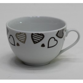 Tazza da Colazione  in Porcellana Decoro Cuore Marrone