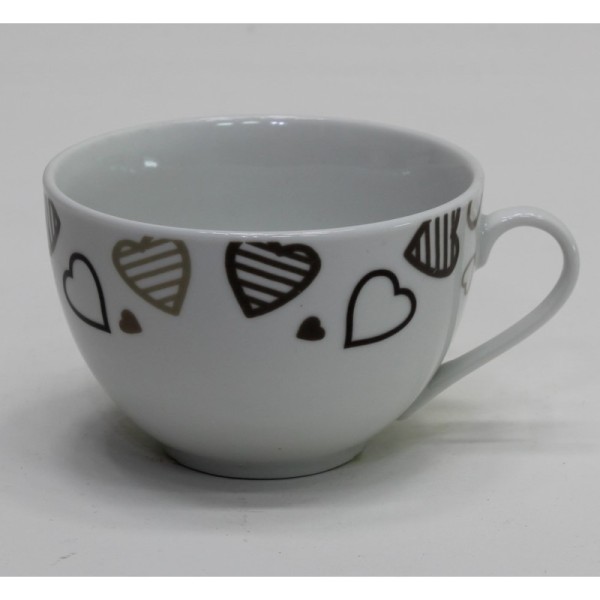 Tazza da Colazione  in Porcellana Decoro Cuore Marrone