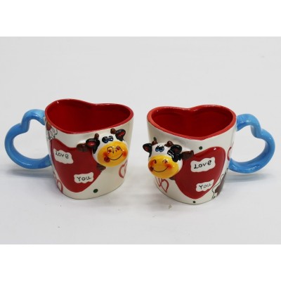 Set 2 tazze Cuore Love con Animaletti Misti