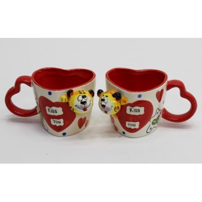 Set 2 tazze Cuore Love con Animaletti Misti