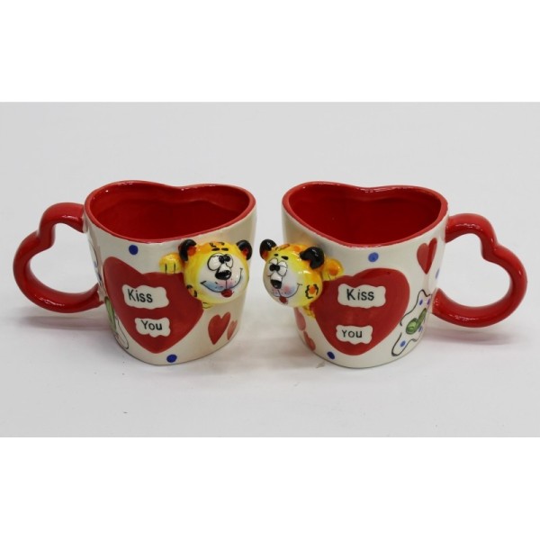 Set 2 tazze Cuore Love con Animaletti Misti